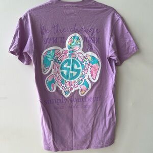 4/$40 Simply Southern S 100% Cotton Turtle T-shirt Logo Super Soft Ocean Floral